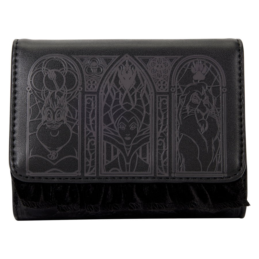Disney Villains - Black Faux Leather with Velvet Trim Tri-Fold Wallet
