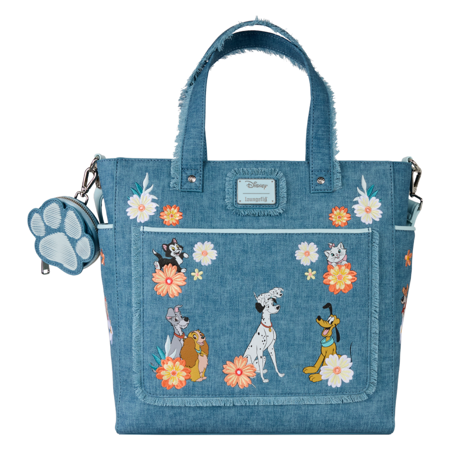 Disney - Dogs & Cats Faux Denim Convertible Tote Bag with Coin Bag