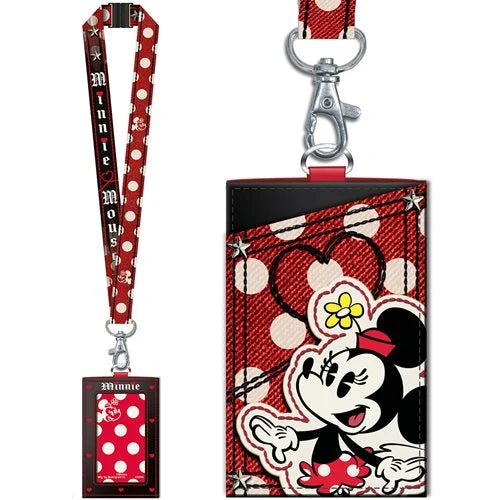 Minnie Mouse Spotted Deluxe Lanyard with Card Holder