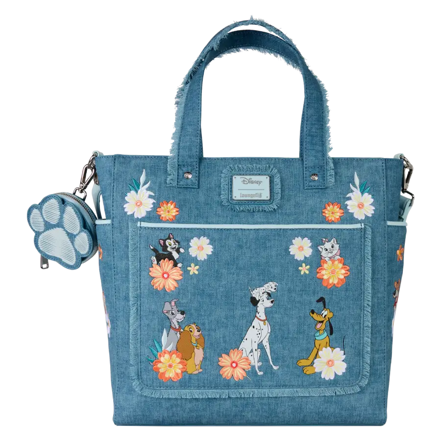 Disney - Dogs & Cats Faux Denim Convertible Tote Bag with Coin Bag