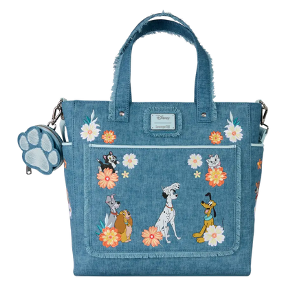 Disney - Dogs & Cats Faux Denim Convertible Tote Bag with Coin Bag