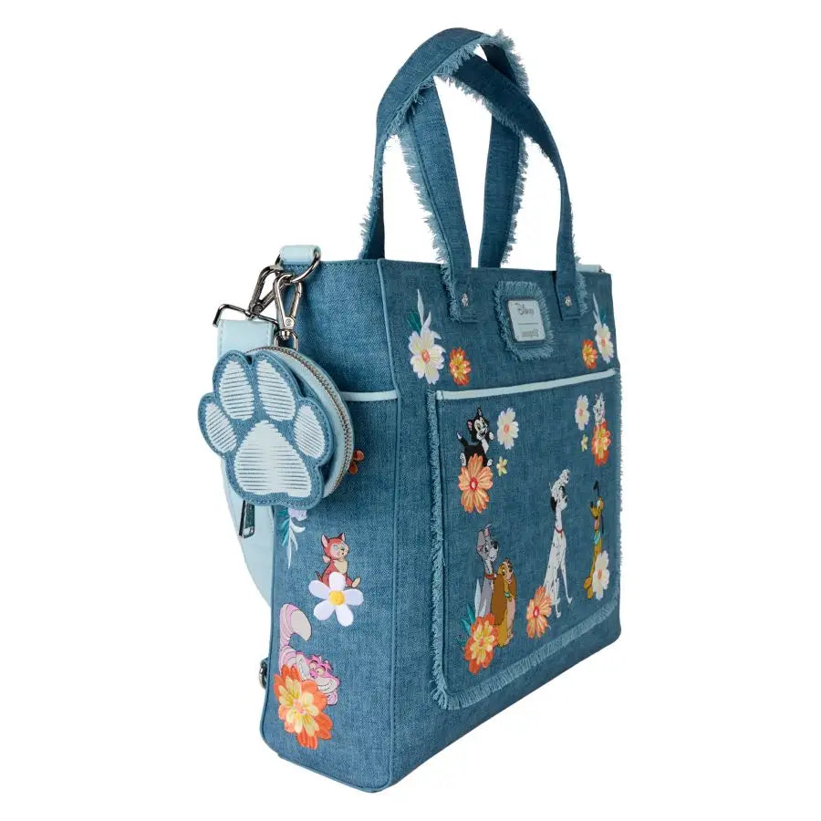 Disney - Dogs & Cats Faux Denim Convertible Tote Bag with Coin Bag