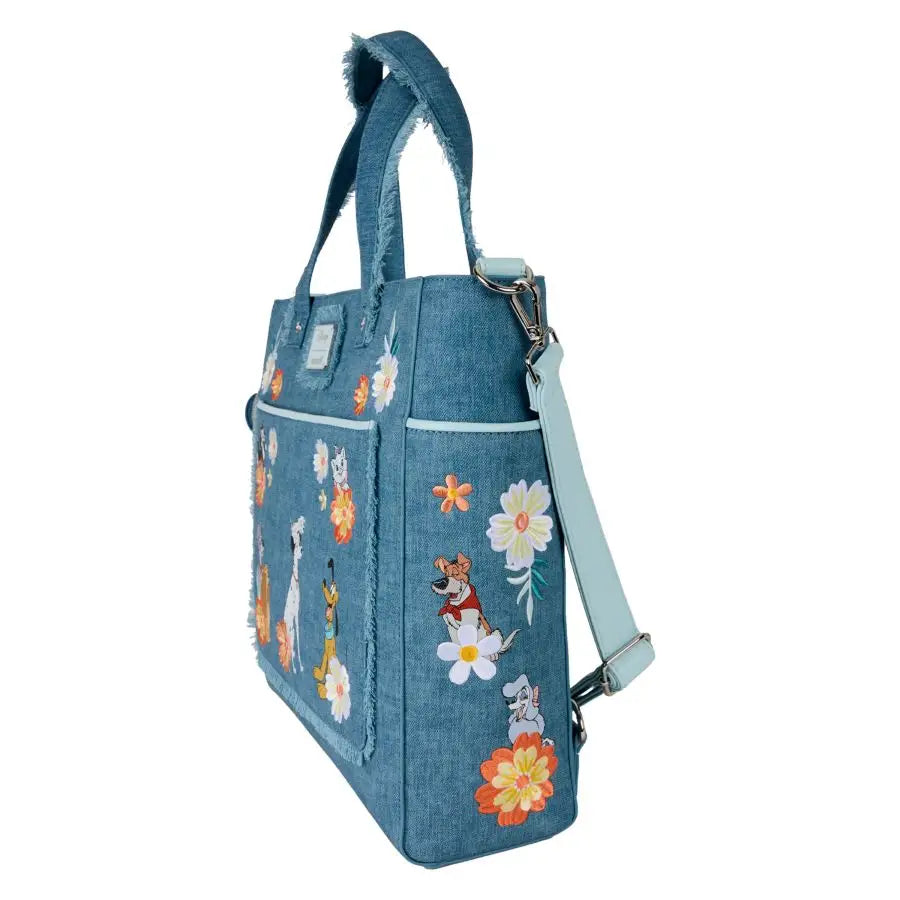 Disney - Dogs & Cats Faux Denim Convertible Tote Bag with Coin Bag