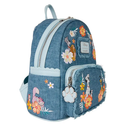 Disney - Dogs & Cats Faux Denim Fringe Mini Backpack