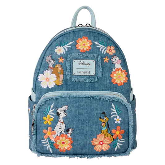 Disney - Dogs & Cats Faux Denim Fringe Mini Backpack