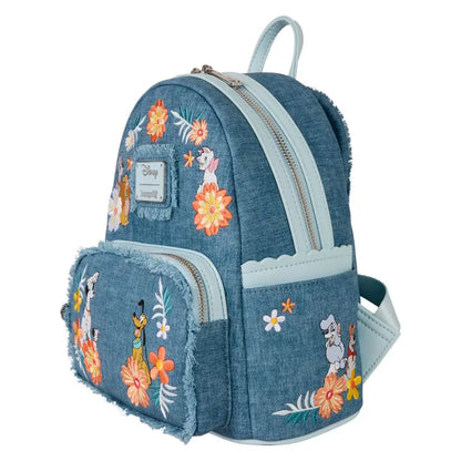 Disney - Dogs & Cats Faux Denim Fringe Mini Backpack