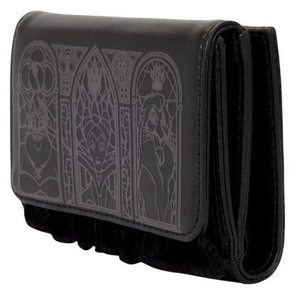 Disney Villains - Black Faux Leather with Velvet Trim Tri-Fold Wallet