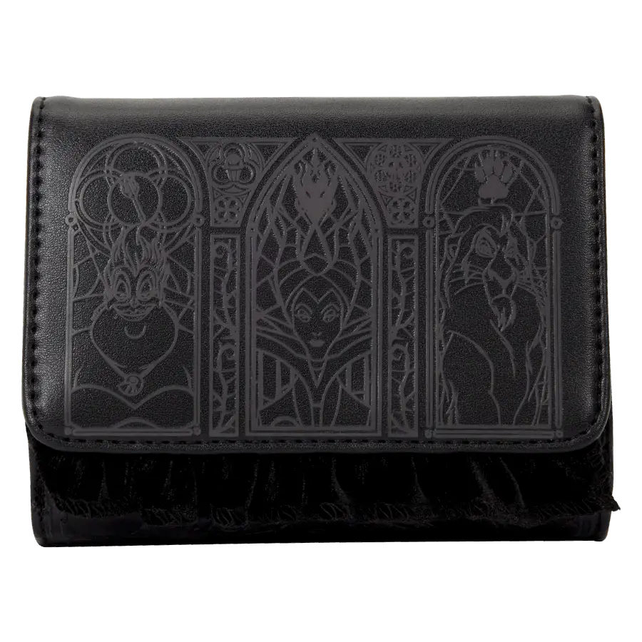 Disney Villains - Black Faux Leather with Velvet Trim Tri-Fold Wallet