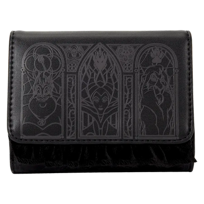 Disney Villains - Black Faux Leather with Velvet Trim Tri-Fold Wallet