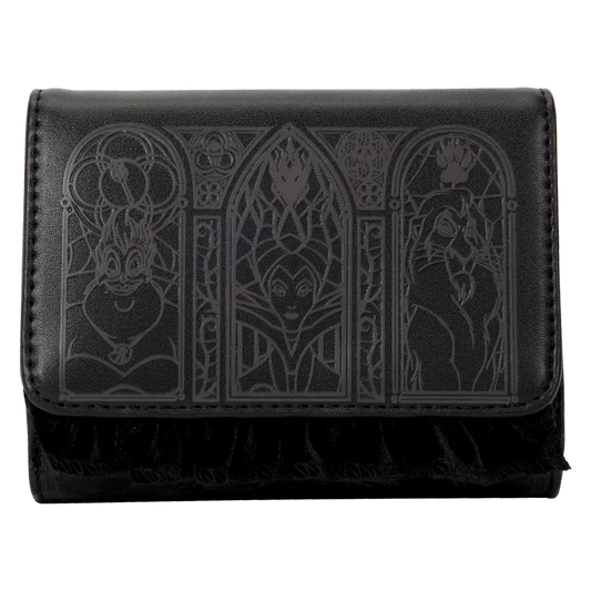 Disney Villains - Black Faux Leather with Velvet Trim Tri-Fold Wallet