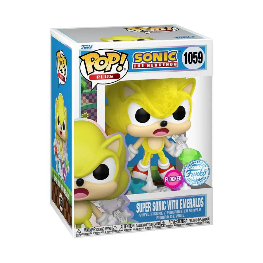 Sonic - Super Sonic with Emeralds US Exclusive Flocked Pop! Vinyl